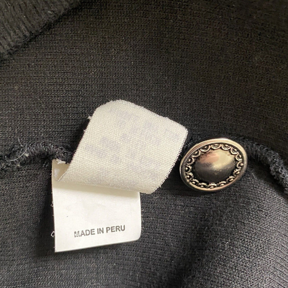 Vintage Y2K Ojai Black Jacket Sz M Thick Soft Knit Silver Buttons Made In Peru - Picture 9 of 9